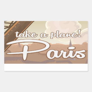 Vintage Paris Cartoon-Reiseposter Rechteckiger Aufkleber
