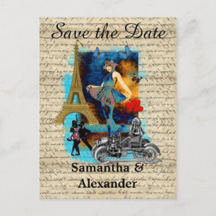 Vintage Paris-Collage Save the Date Ankündigungspostkarte