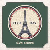 Vintage Paris Eiffel Tower 1889 Papier-Set coaster