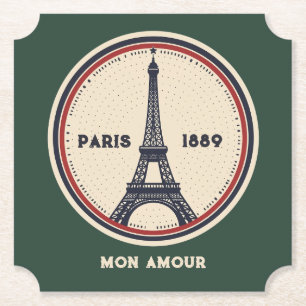Vintage Paris Eiffel Tower 1889 Papier-Set coaster Untersetzer