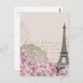 Vintage Paris Eiffel tower print Postkarte (Vorne/Hinten)