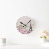 Vintage Paris Eiffel tower print Runde Wanduhr (Zuhause)