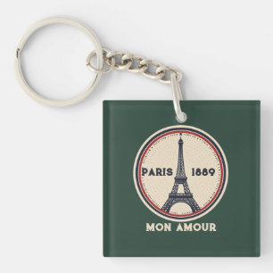 Vintage Paris Eiffelturm 1889 Acryl-Schlüsselanhän Schlüsselanhänger