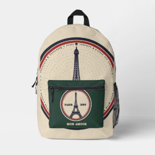 Vintage-Paris-Eiffelturm-1889-All-Over-Print-Tasch Bedruckter Rucksack