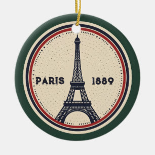 Vintage Paris Eiffelturm 1889 Reise Schmuck Keramik Ornament