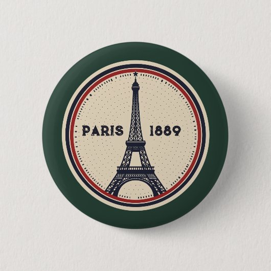 Vintage-Paris-Eiffelturm-1889-Stempel-Button Button (Vorderseite)