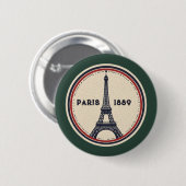 Vintage-Paris-Eiffelturm-1889-Stempel-Button Button (Vorne & Hinten)