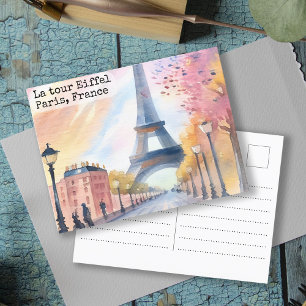 Vintage Paris Eiffelturm Aquarell Postkarte