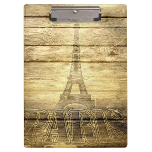 Vintage Paris Eiffelturm auf Holz Klemmbrett
