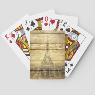 Vintage Paris Eiffelturm auf Holz Spielkarten