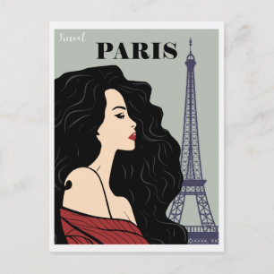 Vintage Paris Eiffelturm Chic Frau Postkarte