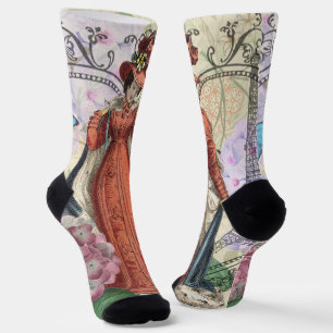 Vintage-Paris-Eiffelturm-Collage Romantisch Franzö Socken