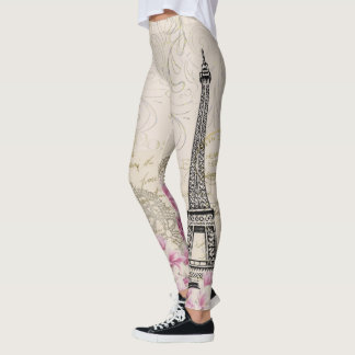 Vintage-Paris-Eiffelturm-Druck-Leggings Leggings