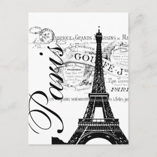 Vintage Paris & Eiffelturm Etikett Postkarte