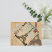 Vintage-Paris-Eiffelturm-Postkarte Terminankündigu Ankündigungspostkarte (Stehend Vorderseite)
