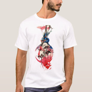 Vintage Paris Eiffelturm Reise Liebe Wasserfarbe T-Shirt