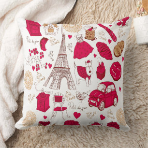 Vintage Paris Eiffelturm rosa Romantik französisch Kissen