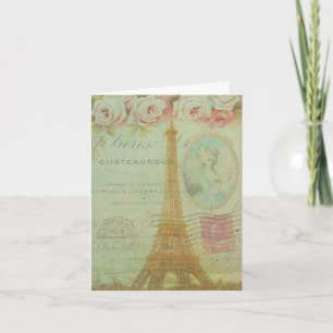 Vintage Paris Eiffelturm Rosen Französisch Danke