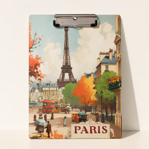 Vintage Paris Eiffelturm Straßenszene Klemmbrett