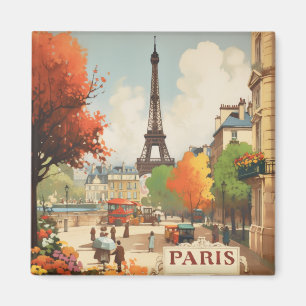 Vintage Paris Eiffelturm Straßenszene Magnet