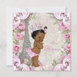 Vintage Paris Ethnische Prinzessin Florale Babypar Einladung