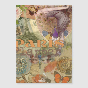 Vintage-Paris-Flapper-Art-Déco-Pfauen-Collage Magnetkarte