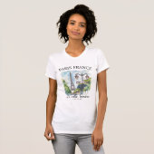 Vintage Paris France Eiffel Tower Illustration T-Shirt (Vorne ganz)