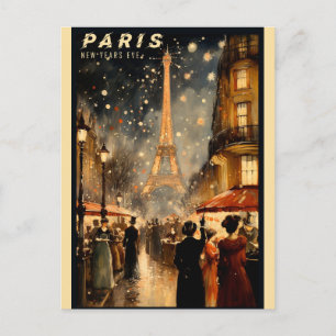 Vintage Paris Frankreich Eiffelturm Silvester Postkarte
