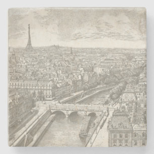 Vintage Paris Frankreich Eiffelturm Stadtansicht Steinuntersetzer