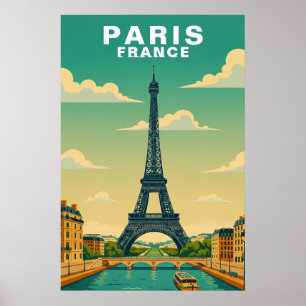 Vintage Paris, Frankreich Französische Stadtansich Poster