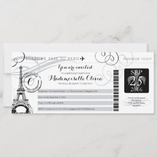 Vintage Paris Frankreich Geburtstagsparty Bordkart Einladung
