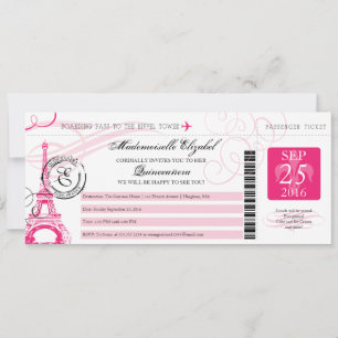 Vintage Paris Frankreich Quinceanera Bordkarte Einladung
