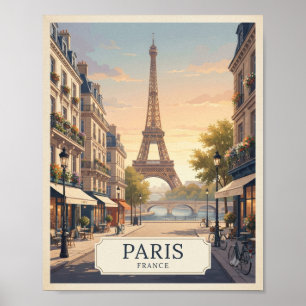 Vintage Paris Frankreich Reiseplakat   Eiffelturm  Poster