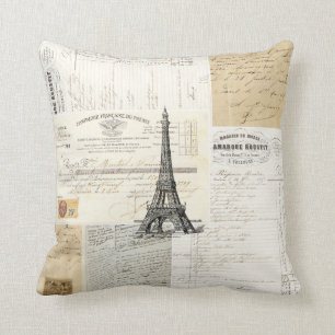 Vintage-Paris-französisches-Ephemera-Kissen Kissen