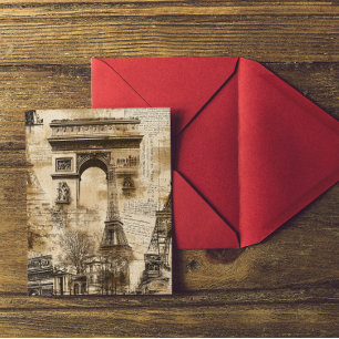 Vintage Paris Französisches Wahrzeichen-Muster Postkarte