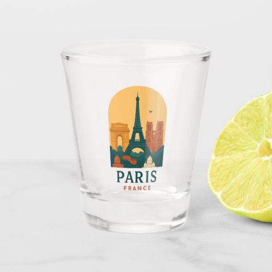 Vintage Paris French Cathedral Shot Glass Schnapsglas (Vorderseite)