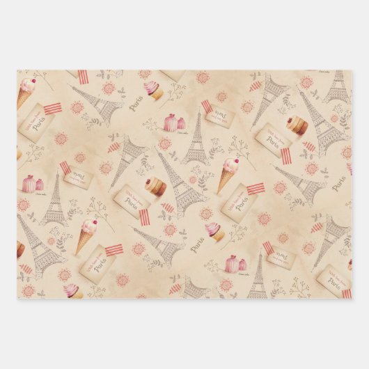 Vintage Paris Geschenkpapier Set (Vorderseite 3)