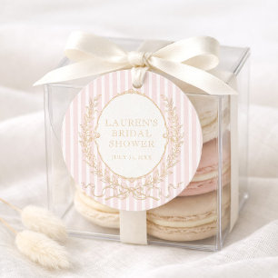 Vintage Paris Glam Rosa gestreifter Brautjungfer Geschenkanhänger