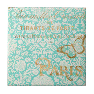 Vintage Paris Gold Design mit Schmetterling Fliese