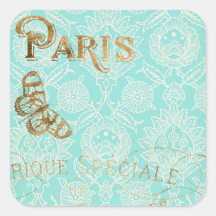 Vintage Paris Gold Design Quadratischer Aufkleber