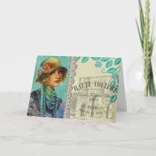 Vintage Paris Greeting Card Karte