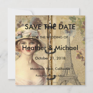 Vintage-Paris-Hochzeit-Save-the-Date-Karten Save The Date