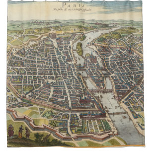 Vintage Paris-Karte Duschvorhang