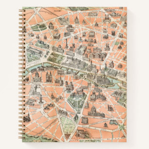 Vintage-Paris-Karte Punktgitter Notizbuch