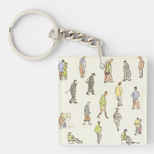 Vintage Paris-Leute-Schlüsselkette Schlüsselanhänger (Vorderseite)