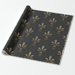 Vintage Paris-Lilie in Black and Gold Geschenkpapier<br><div class="desc">Graues,  schwarzes und goldfarbenes Paris für Vintages Lilie-Packpapier.</div>
