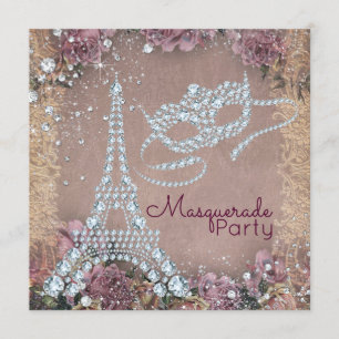 Vintage-Paris-Maskenball-Party Einladung