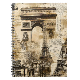 Vintage Paris Muster – Eiffelturm Wahrzeichen Notizblock