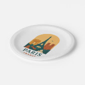 Vintage-Paris-Papierteller – Französische Kathedra Pappteller (Schrägansicht)