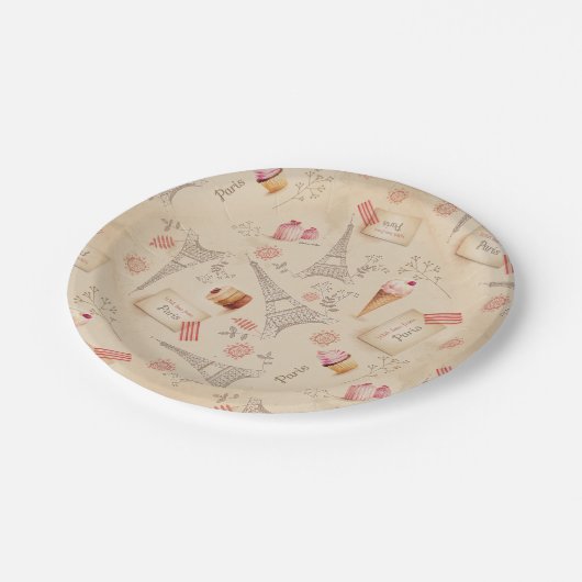 Vintage Paris Pappteller (Schrägansicht)
